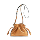 Autumn and Winter Classic Flamenco Fashion Lucky Bag Cloud Bag Genuine Leather Drawstring Shoulder Crossbody Bucket Bag for Wome
