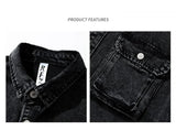 Men Fashion Denim Jackets Coats Loose Fit Pockets Solid Turn Down Collar Full Sleeve Regular Jacket Spring 2025 Causal Clothing