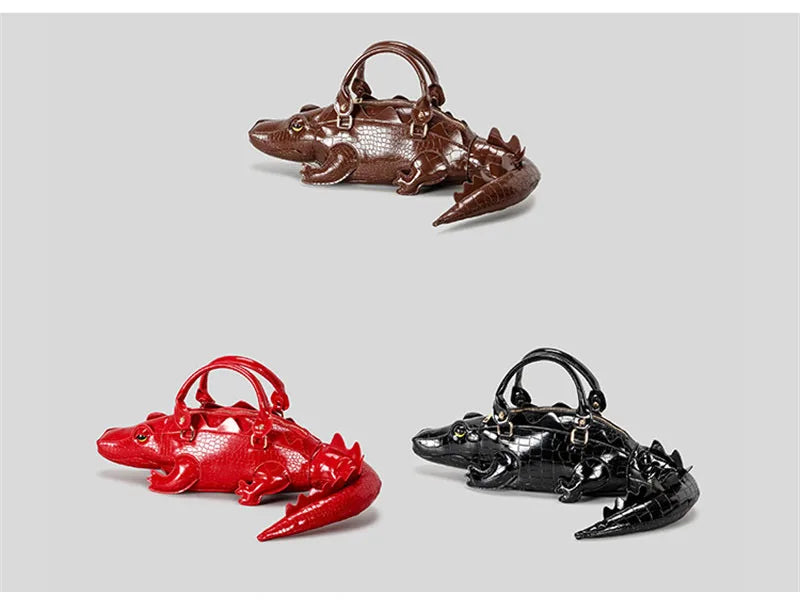 New Trendy Crocodile Shape Handbag for Women, Europe and America Fashion Tote Designer Female Casual Shoulder Crossbody Bag Ins