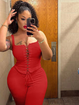 Dulzura Women’S Ribbed Sexy Casual 2 Piece Shorts Set Sleeveless Lace Up Crop Corset And Shorts Matching Set Party Clubwear