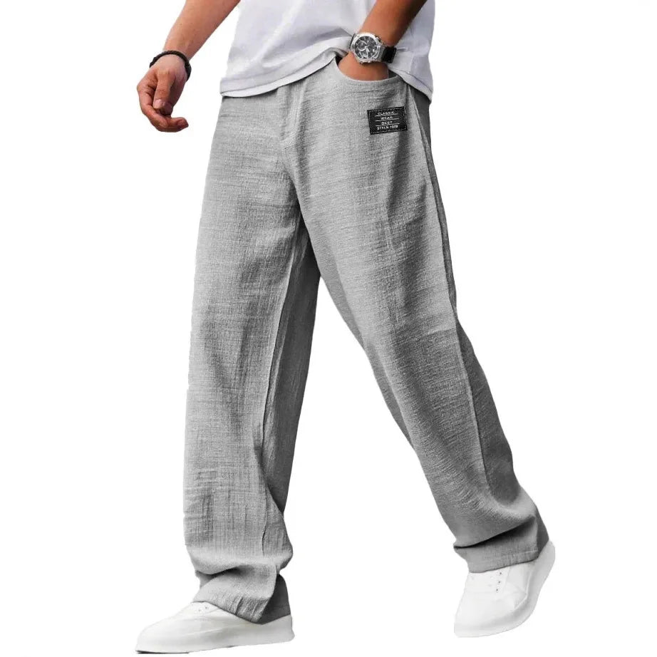 Men's Loose Fit Cotton Straight-Leg Pants
