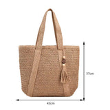 Woven Handbags Ladies Summer Woven Totes Bag with Tassel Women Shoulder Bag Large Capacity Fashion Straw Female Shopper Bag