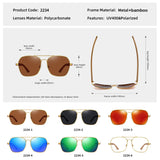 GM Fashion Retro Metallic Square Sunglasses for Women and Men Luxury Designer Brands Popular Driving Bamboo and Wood Sunglasses