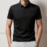 Men's Textured Knit Polo – Breathable Business Casual
