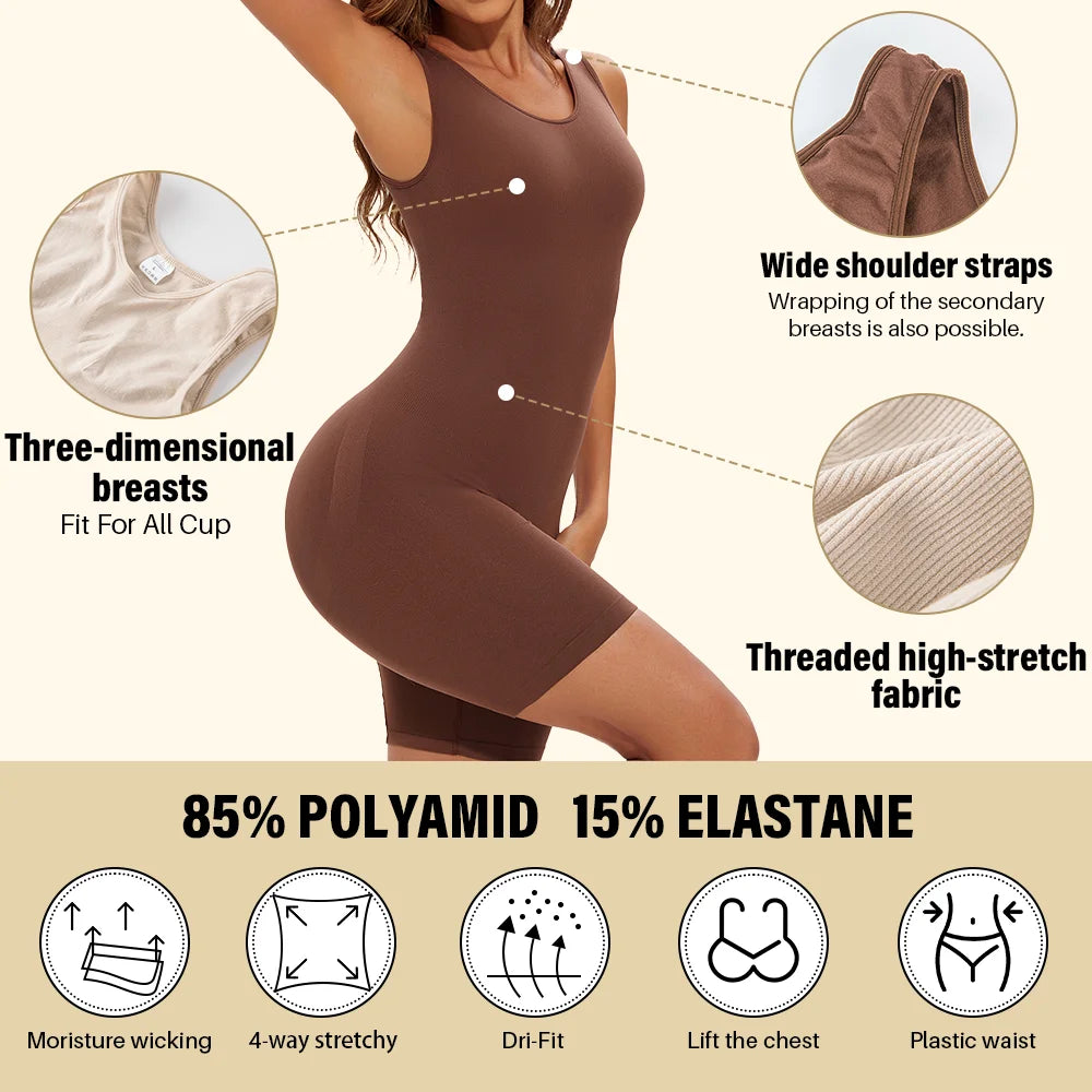 USA-Made Seamless Full Coverage Body Shaper – Firm Control Thigh Slimming Bodysuit