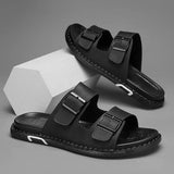 Shoes Men Sandals Slippers Sneaker Leather Men's Sneakers Summer Beach Shoes Sandals For Male Large Size Black Casual Sandals