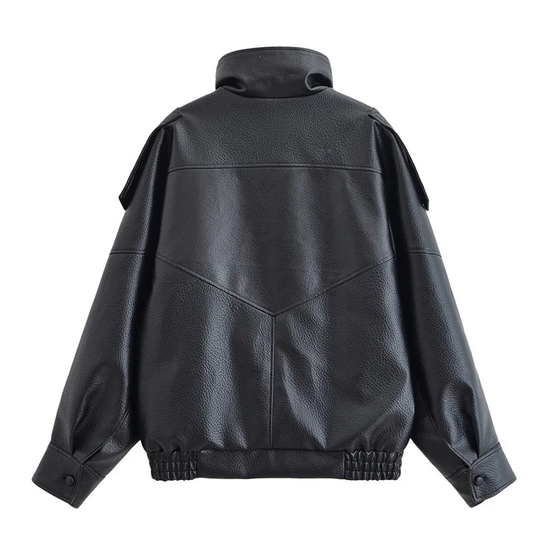 Women’s Black Moto Faux Leather Jacket