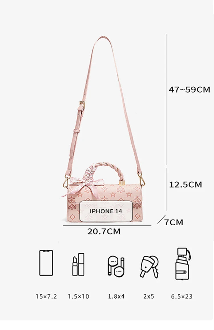 FOXER Brand PVC Leather Pink Handbag Women's Shoulder Bag Chic Small Square Bag Fashion Female Crossbody Bag Ligth Luxury