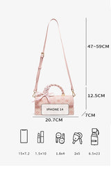 FOXER Brand PVC Leather Pink Handbag Women's Shoulder Bag Chic Small Square Bag Fashion Female Crossbody Bag Ligth Luxury