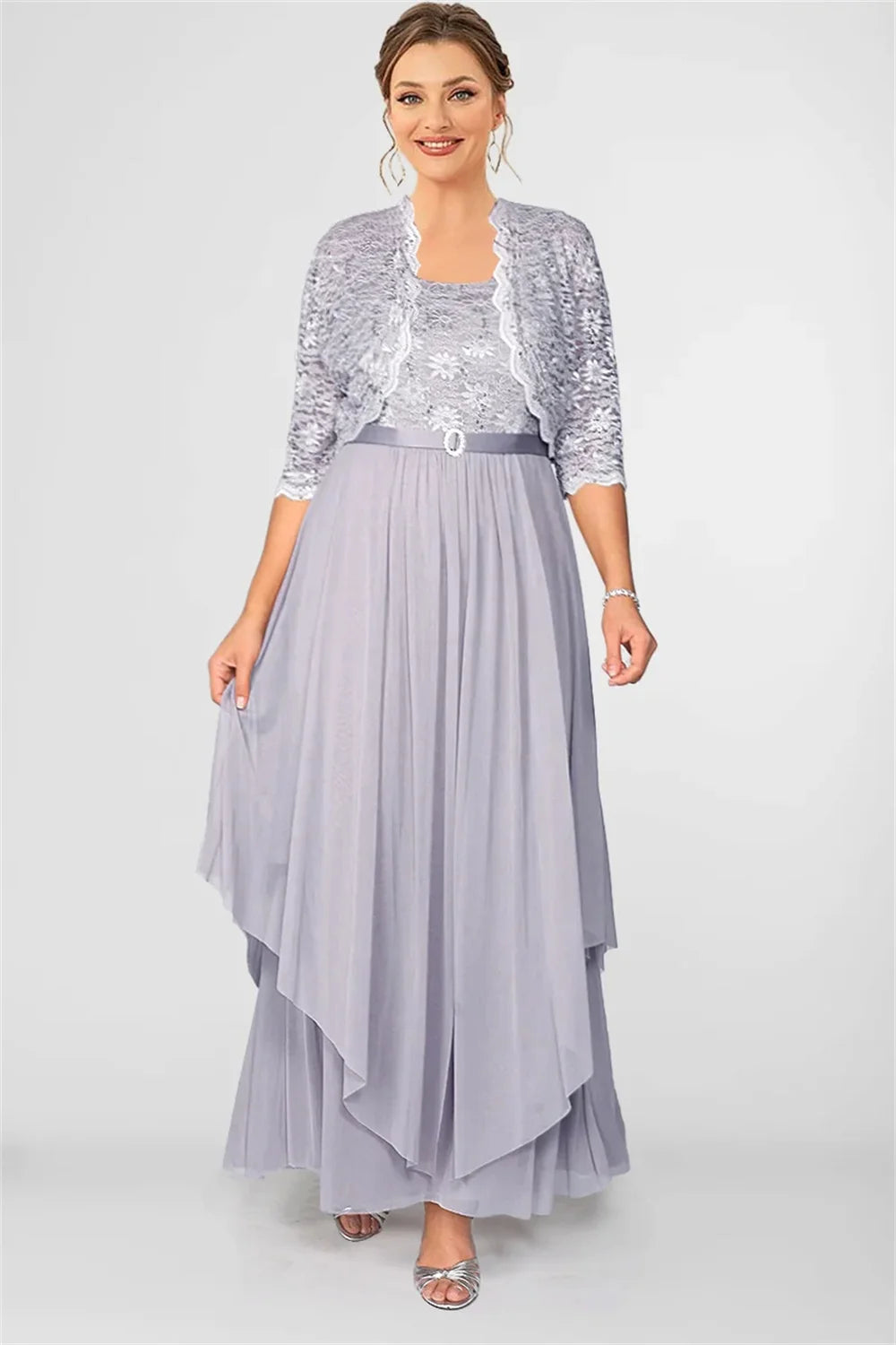 Elegant Sequined Chiffon Maxi Dress