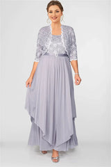 Elegant Sequined Chiffon Maxi Dress