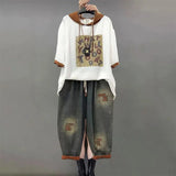 Jeans Set Women Denim Pants Two Piece Set 2025 New Loose Plus size Casual Suit Female Fashion Hooded Printed Jeans Sets