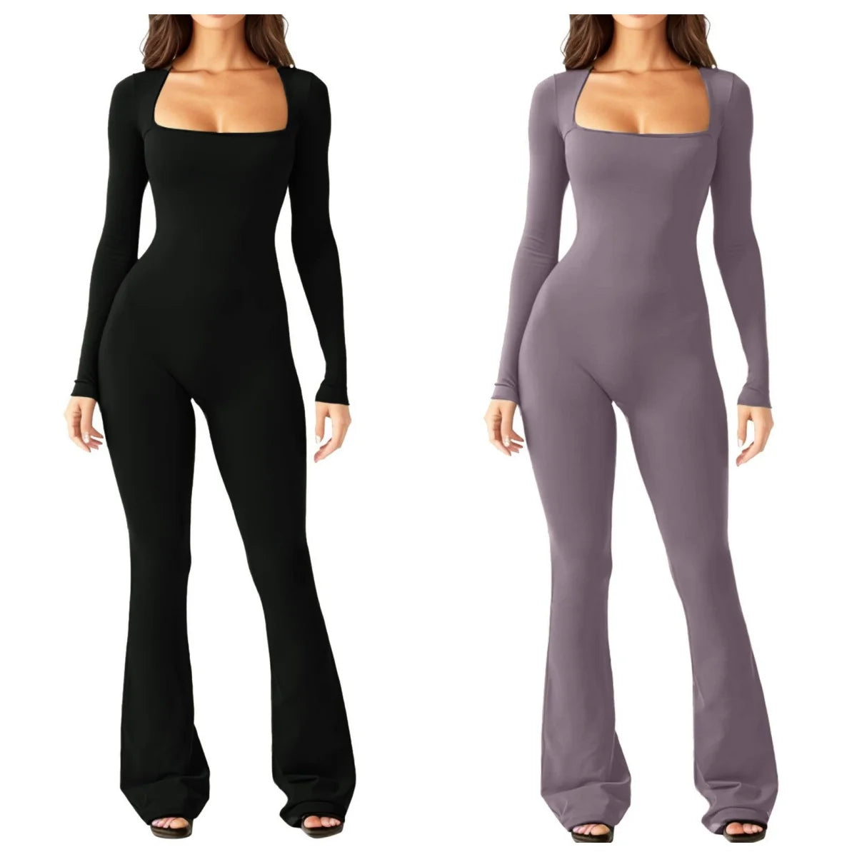 Wide-Leg Yoga Bodysuit | One-Piece Long Sleeve Gym Jumpsuit (S-2XL)