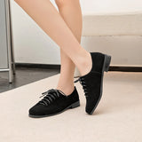 AIYUQI Women's Genuine Leather Lace-Up Oxford Loafers