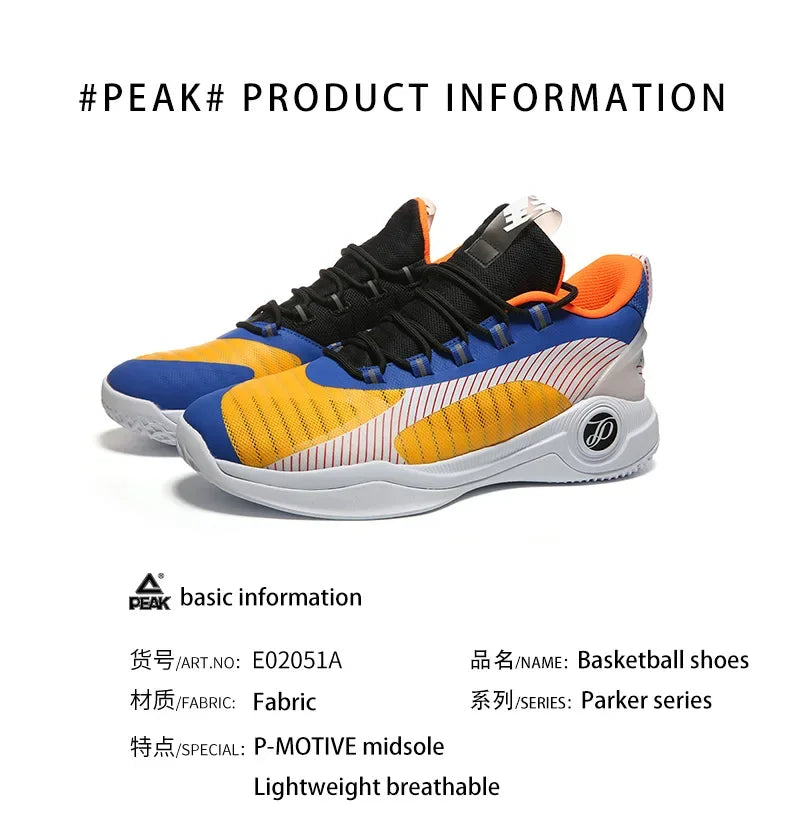 PEAK Tony Parker knight Basketball Shoes Outdoor Non slip Men Sports Shoes Wearable P-MOTIVE Cushion Rebound Breathable Sneakers
