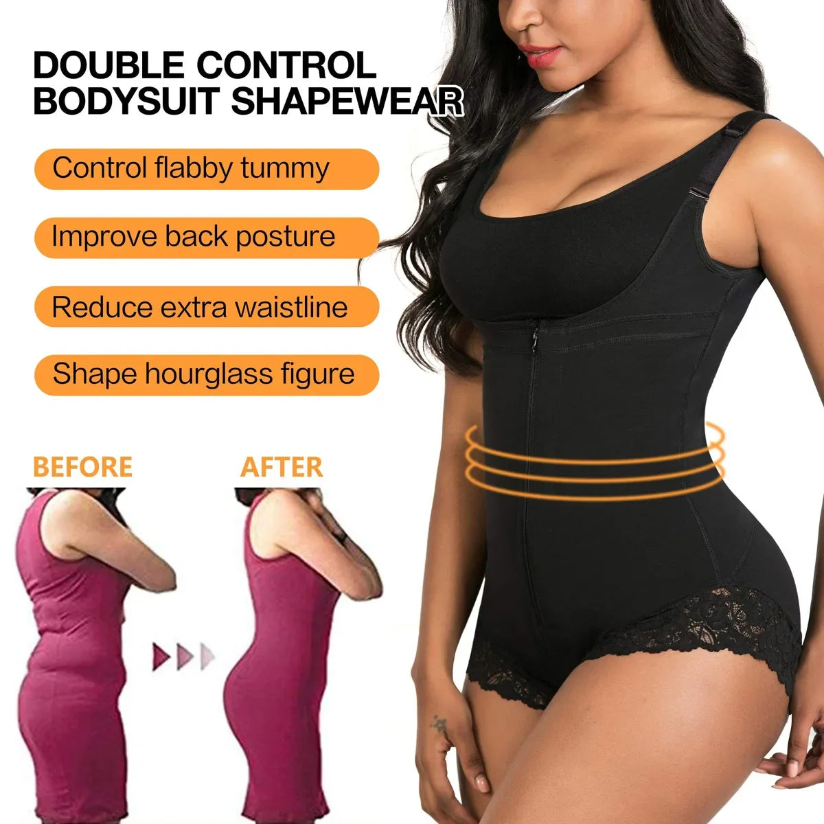 USA-Made Colombian Body Shaper | Lace Tummy Control Bodysuit & Waist Traine