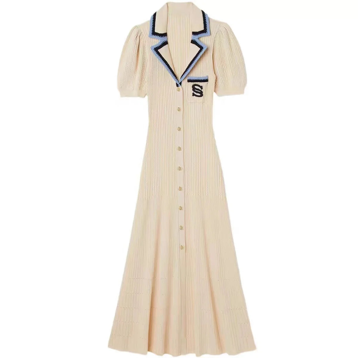 Elegant Button-Front Knit Midi Dress