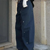 Vintage Rivet Patchwork Wide-Leg Jeans