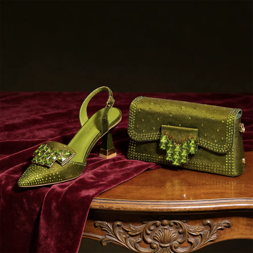 Rhinestone Pointed-Toe Heels & Bag Set | Party & Wedding