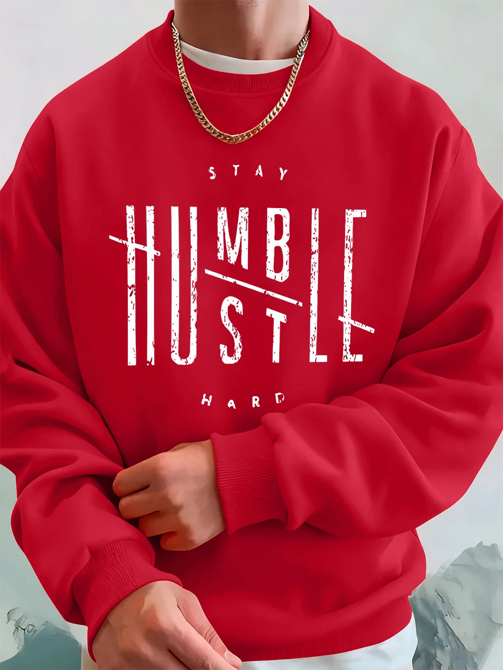 Stay Humble Hustle Hard Printing Mens Hoodie Autumn Fleece Warm Sweatshirts Casual Loose Crewneck Hooded Sports Male Clothes
