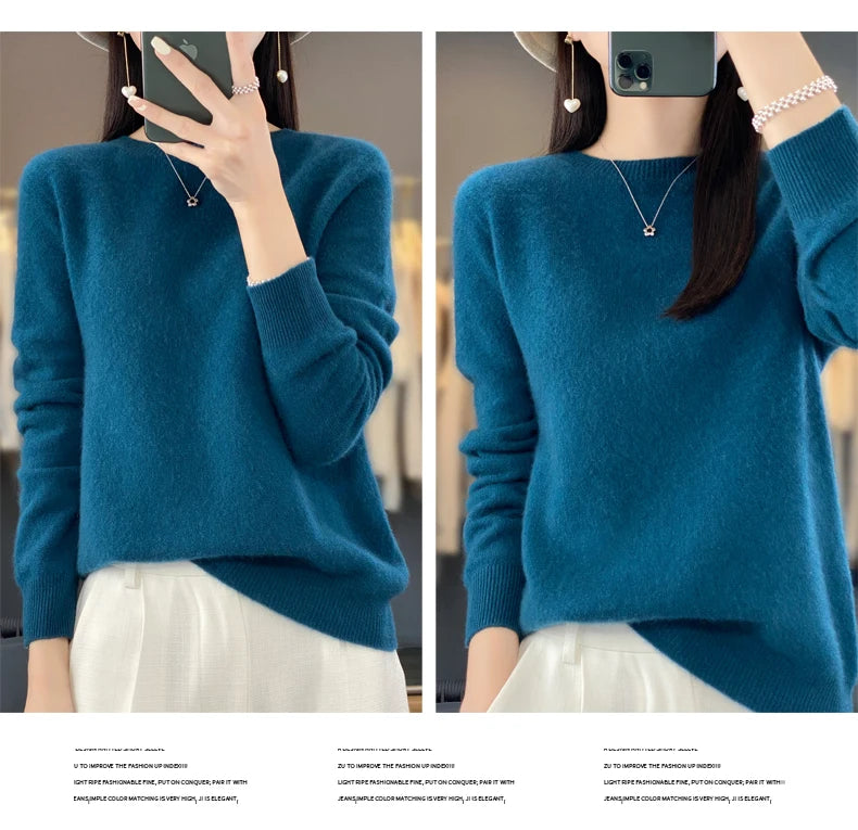 Women's Merino Wool Crew Neck Sweater