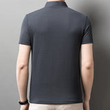 Men's Textured Knit Polo – Breathable Business Casual