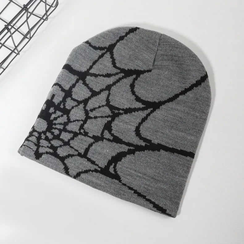 Spider Embroidered Knit Beanie – Y2K Winter Hat