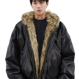 Men's Hooded Faux Fur Winter Jacket