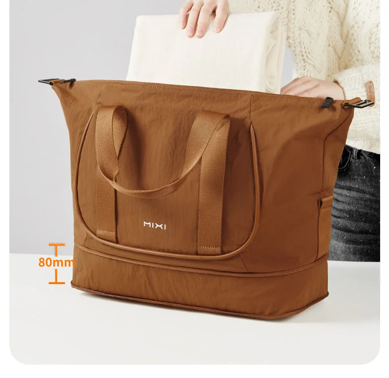 Mixi Travel Bags Women Large Size Capacity Sports Fitness Storage Bag Foldable Duffle Suit Bag For Shoulder Bag Handbag M3020