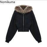 Women’s Black Cropped Zip-Up Hoodie
