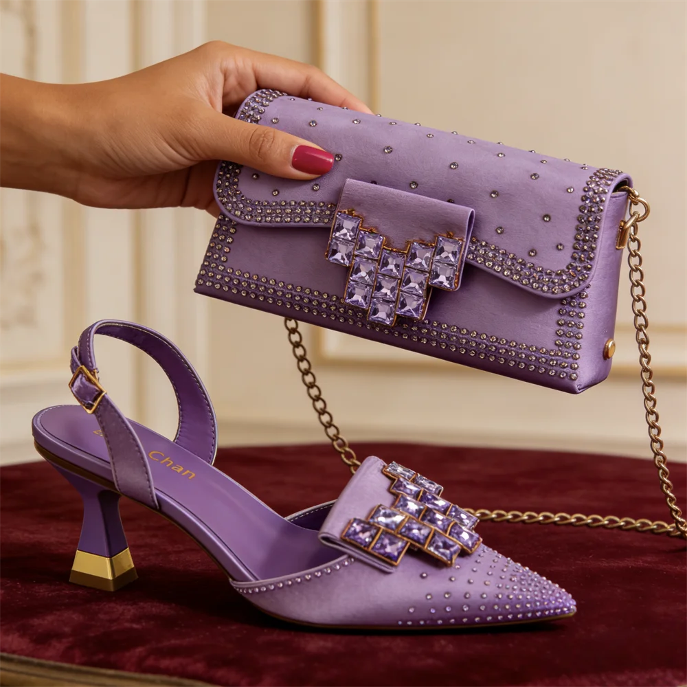 Rhinestone Pointed-Toe Heels & Bag Set | Party & Wedding