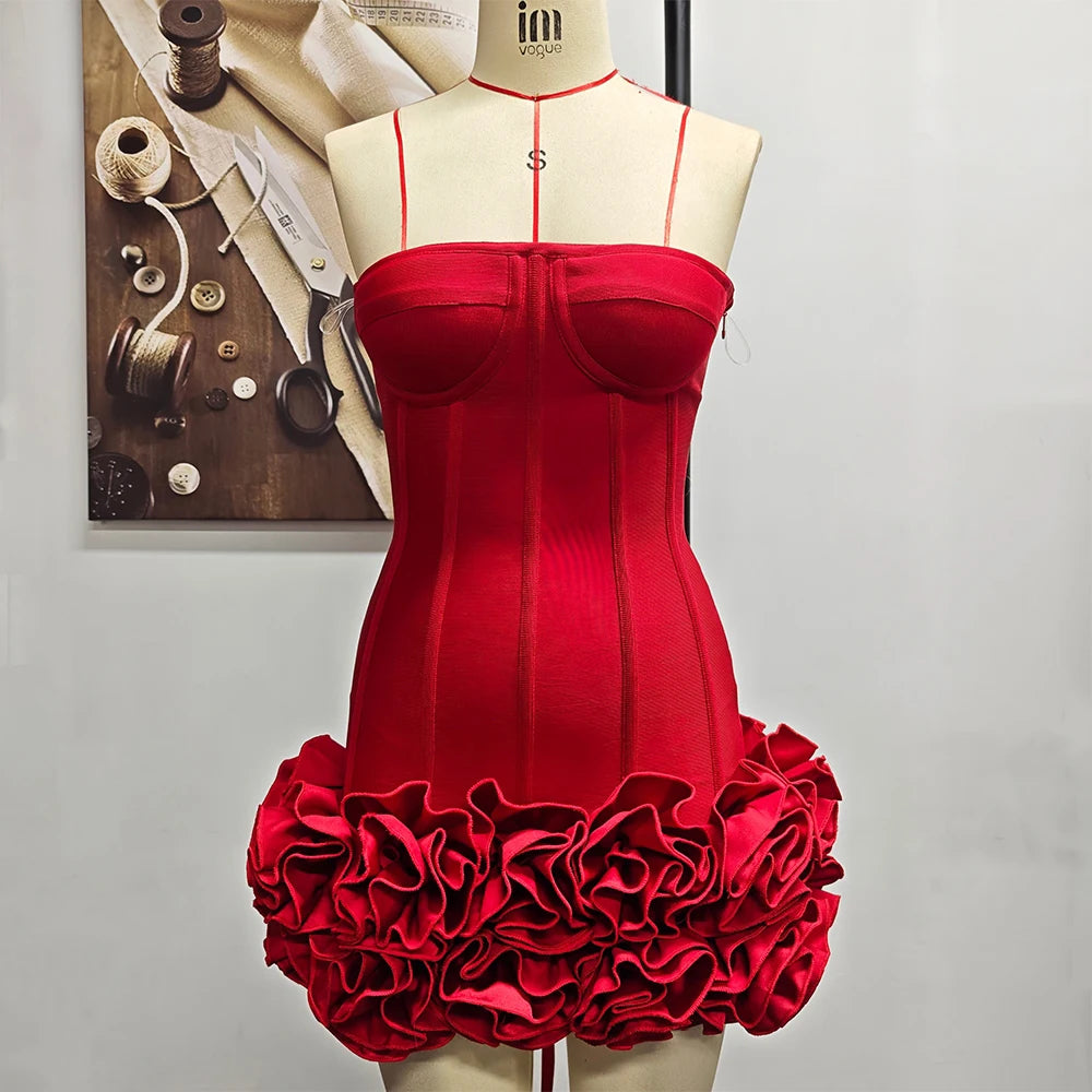 Structured Floral Mini Party Dress
