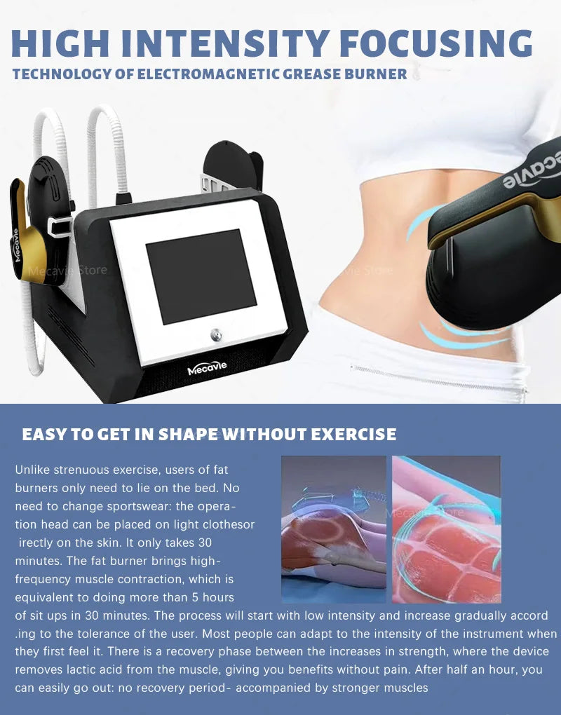 Mecavie Removal Excess Fat RF HIEMT 6500W Body Shaper Machine Professional Fat Removal Muscle Trainer Portable Slimming Home