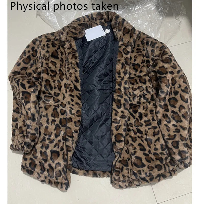 Women's Leopard Print Faux Fur Jacket