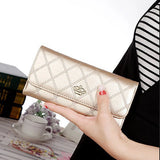 Women PU Leather Black Long Wallet Diamond Pattern Purse Large Capacity Card Holder Crown Buckle Ladies Phone Bag Girls Gifts