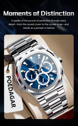 POEDAGAR 834 Men's Luxury Chronograph Watch | Stainless Steel