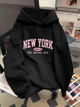 Women Loose Letter Pattern Fashion Hoodie Casual Style Geometric pattern Hooded Collar Casual Long Sleeve Pullover with Pockets