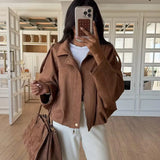 Chic Suede Bomber Jacket