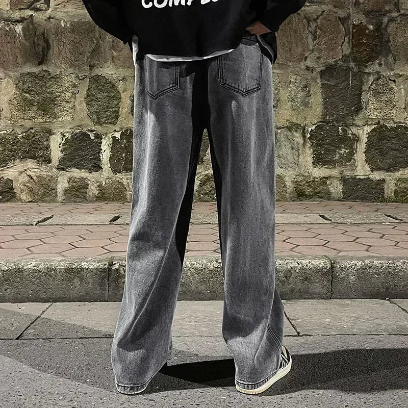 Men's Korean Wide-Leg Jeans – Relaxed Streetwear Fit