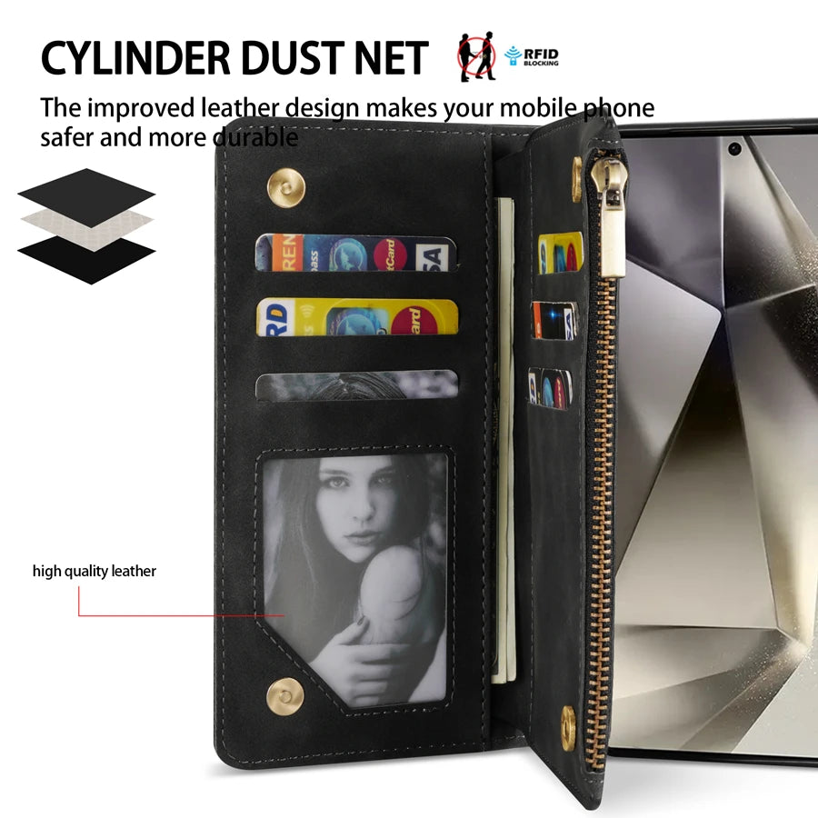Samsung Galaxy Wallet Case with Strap & Stand