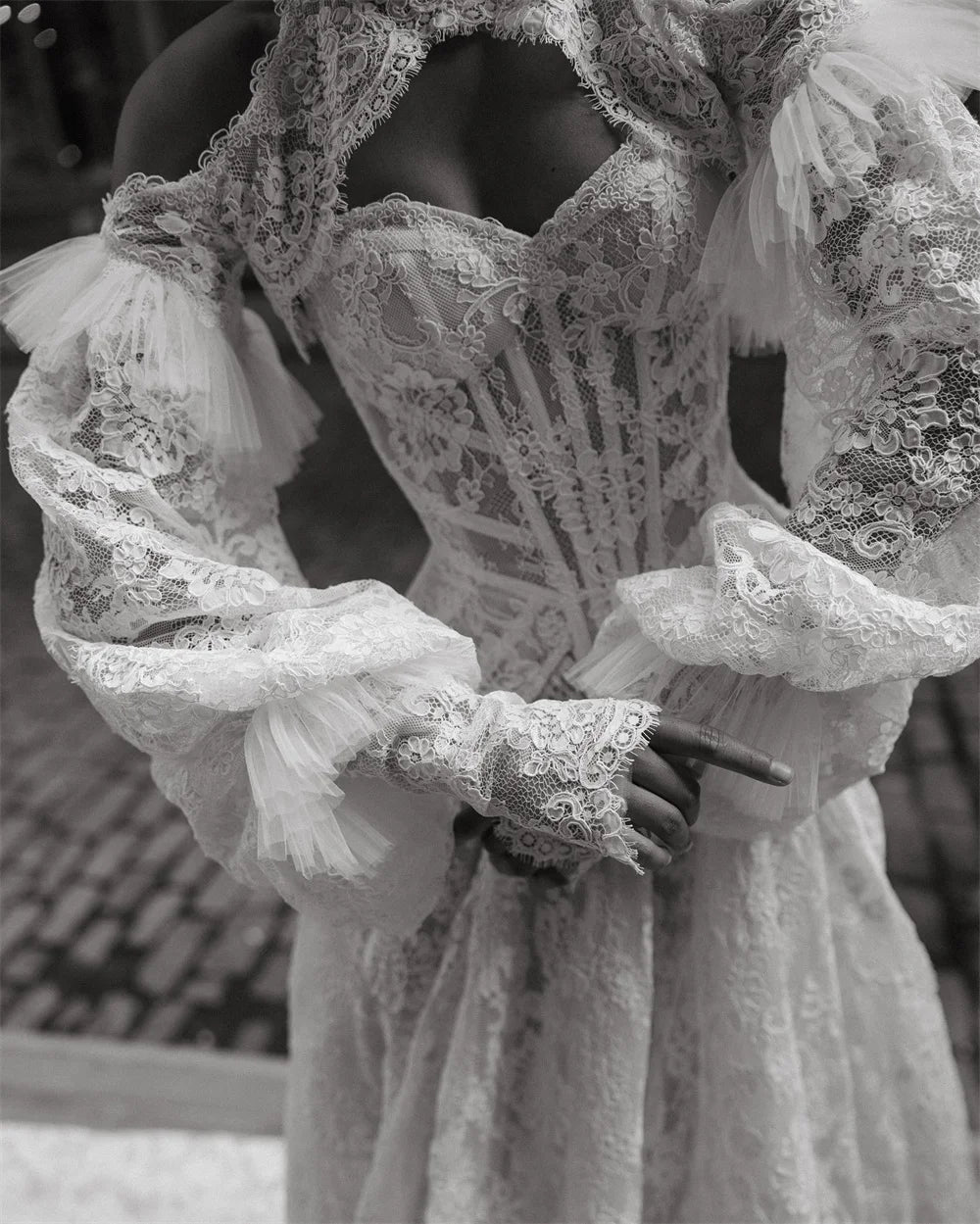 Kyoto Customized Lace Embroidery Two-piece A-line Wedding Dress Detachable Long Sleeves vestidos de novia Luxurious Formal 2025