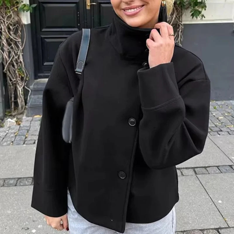 Urban Stand-Collar Woolen Coat