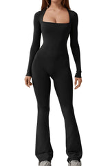 Wide-Leg Yoga Bodysuit | One-Piece Long Sleeve Gym Jumpsuit (S-2XL)