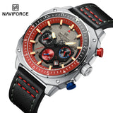 NAVIFORCE Sports Multifunction Waterproof Watches for Men Fashion Leather Luxury Brand Quartz Analog Luminous Square Wrist Watch