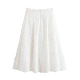 HH Women Tassel Sets White Turn-Down Collar Single-Breasted Shirts+High Waist Zipper A-Line Long Skirts Female Holiday Suit