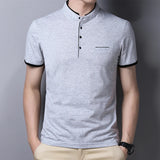 Men's Stand Collar Polo Tee – Solid, Anti-Wrinkle