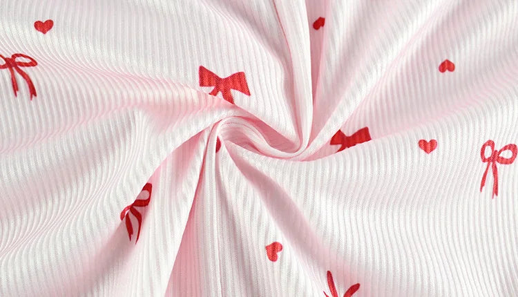Bow Print Square Collar Loungewear Jumpsuit