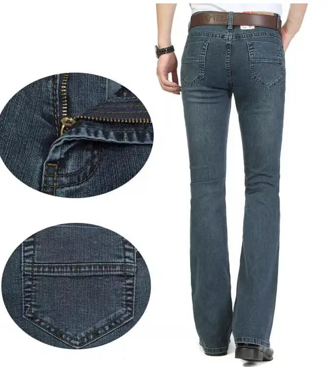 Men's Mid-Rise Flare Jeans | Slim Fit Denim Trousers