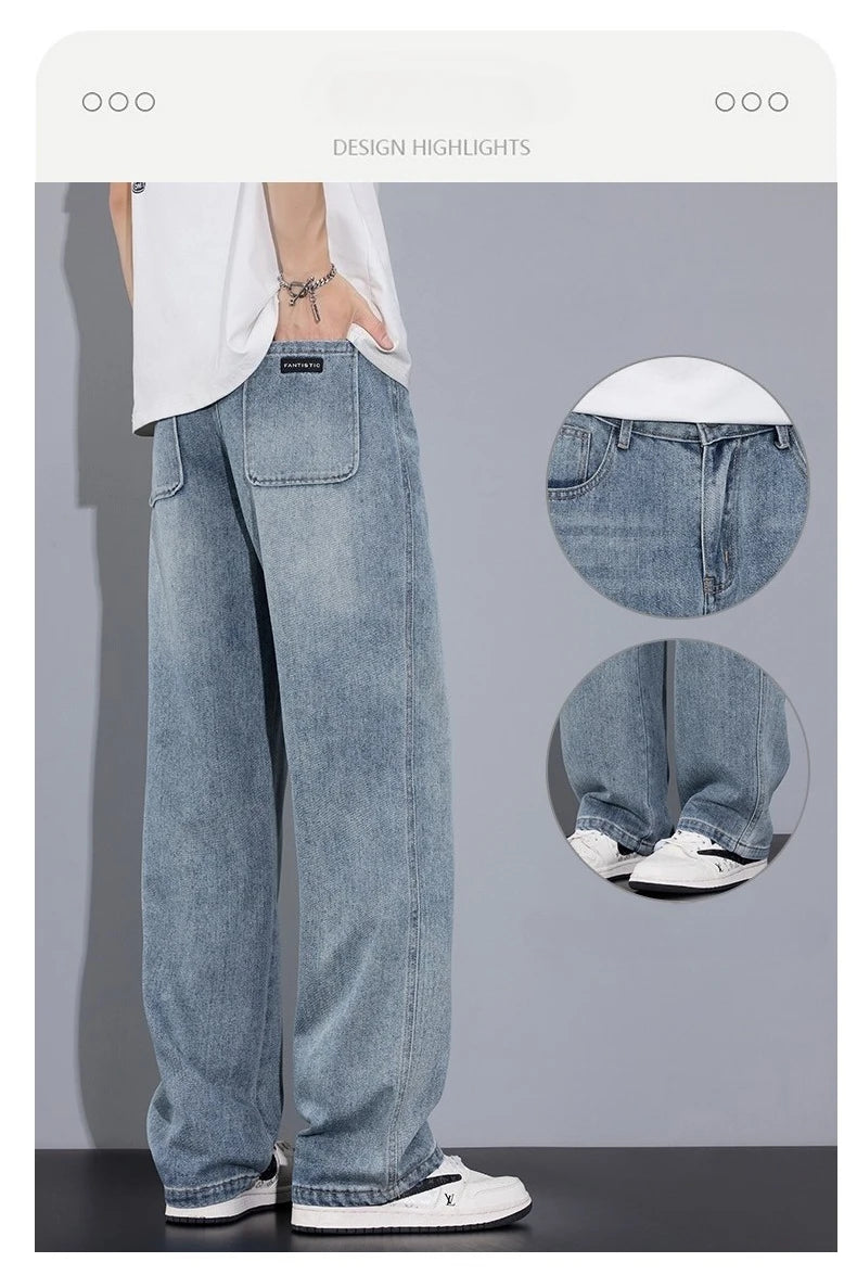 Men's Light Blue Straight-Leg Jeans
