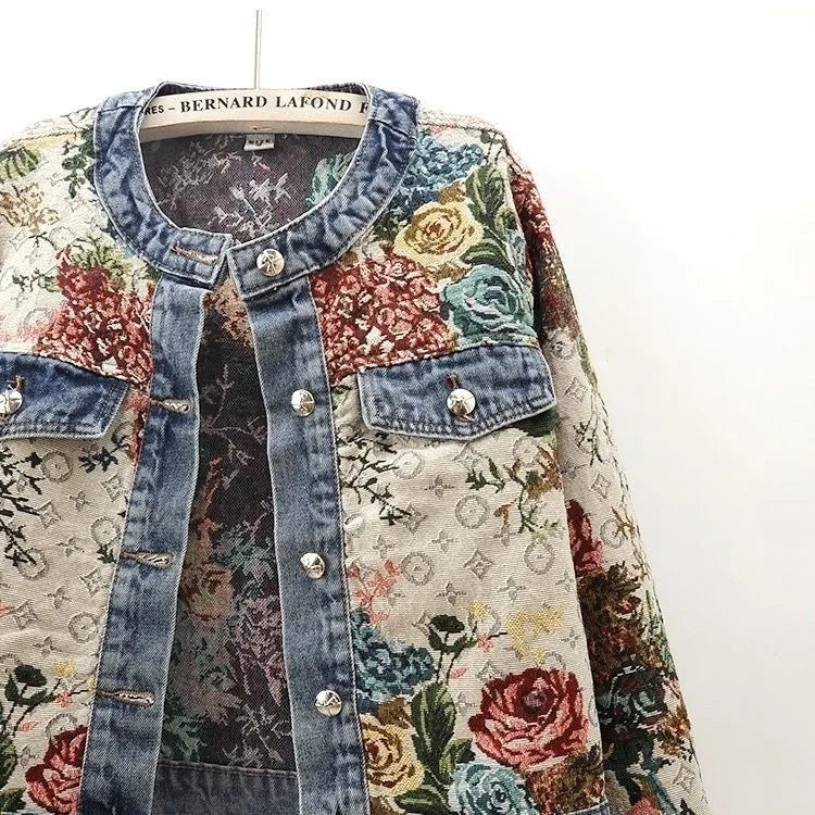 Retro Jacquard Denim Jacket